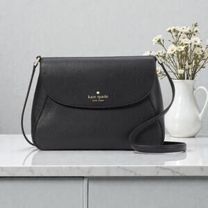 Kate Spade Monica Flap Leather Crossbody Purse in Black KC465